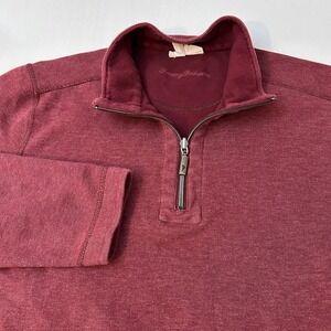Tommy Bahama Men's XL‎ Burgundy Reversible 1/4 Zip Sweater Pullover Knit
